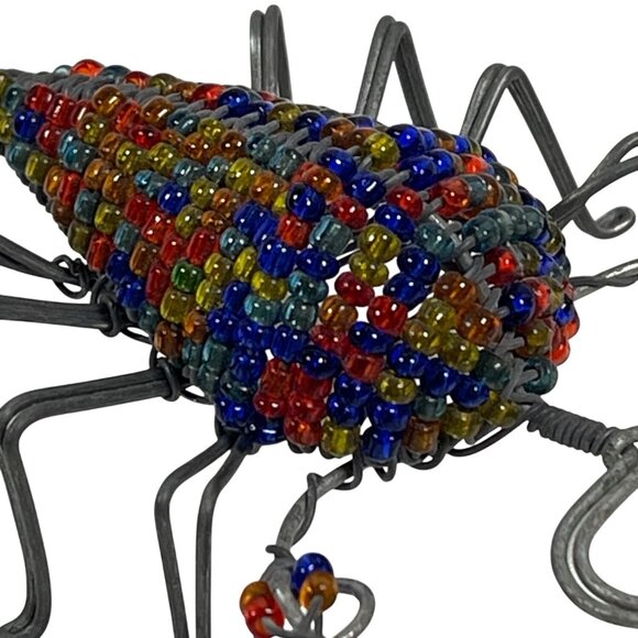 African Handcrafted Wire Beaded Scorpion Bug South Africa Sculpture Multicolor - Picture 2 of 8